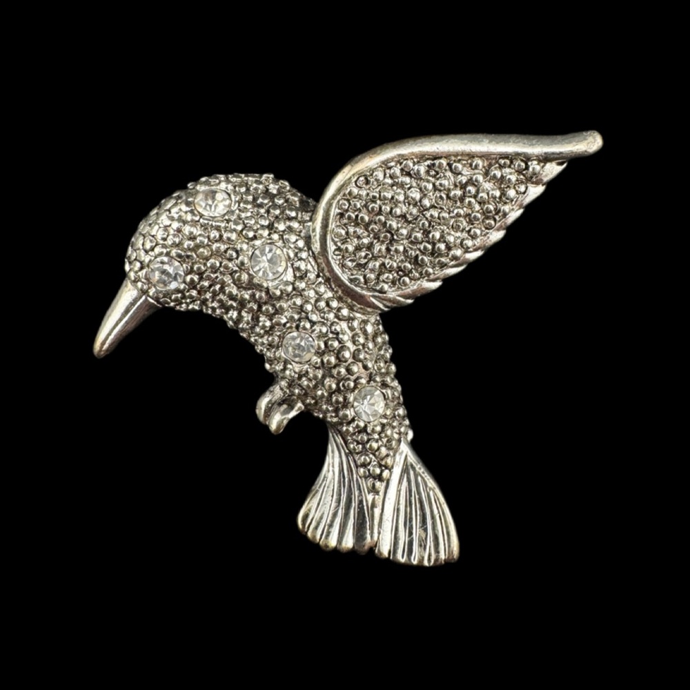 Rhinestone Hummingbird Brooch